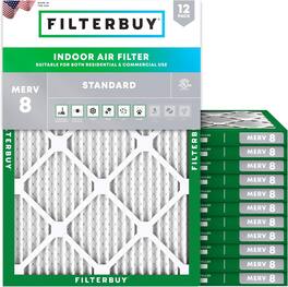 Filterbuy - 17.5x22x1 MERV 8 Dust & Allergy Defense, Electrostatic Pleated HVAC AC Furnace Air Filters Replacement (12-Pack) - Silver