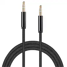 Front. Sanoxy - 3.5mm Braided Male to Male Stereo Audio AUX Cable Cord - Black.