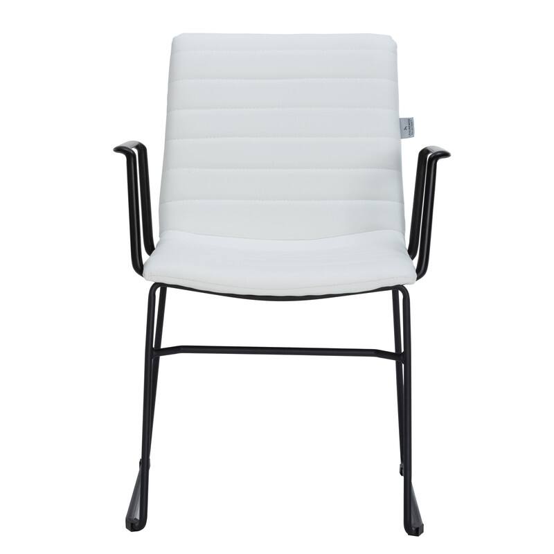 Alt View 2. LeisureMod - Zylar Office ArmChair with PU Leather, Foam Cushion, Stainless Steel Base & Ergonomic Support - White.