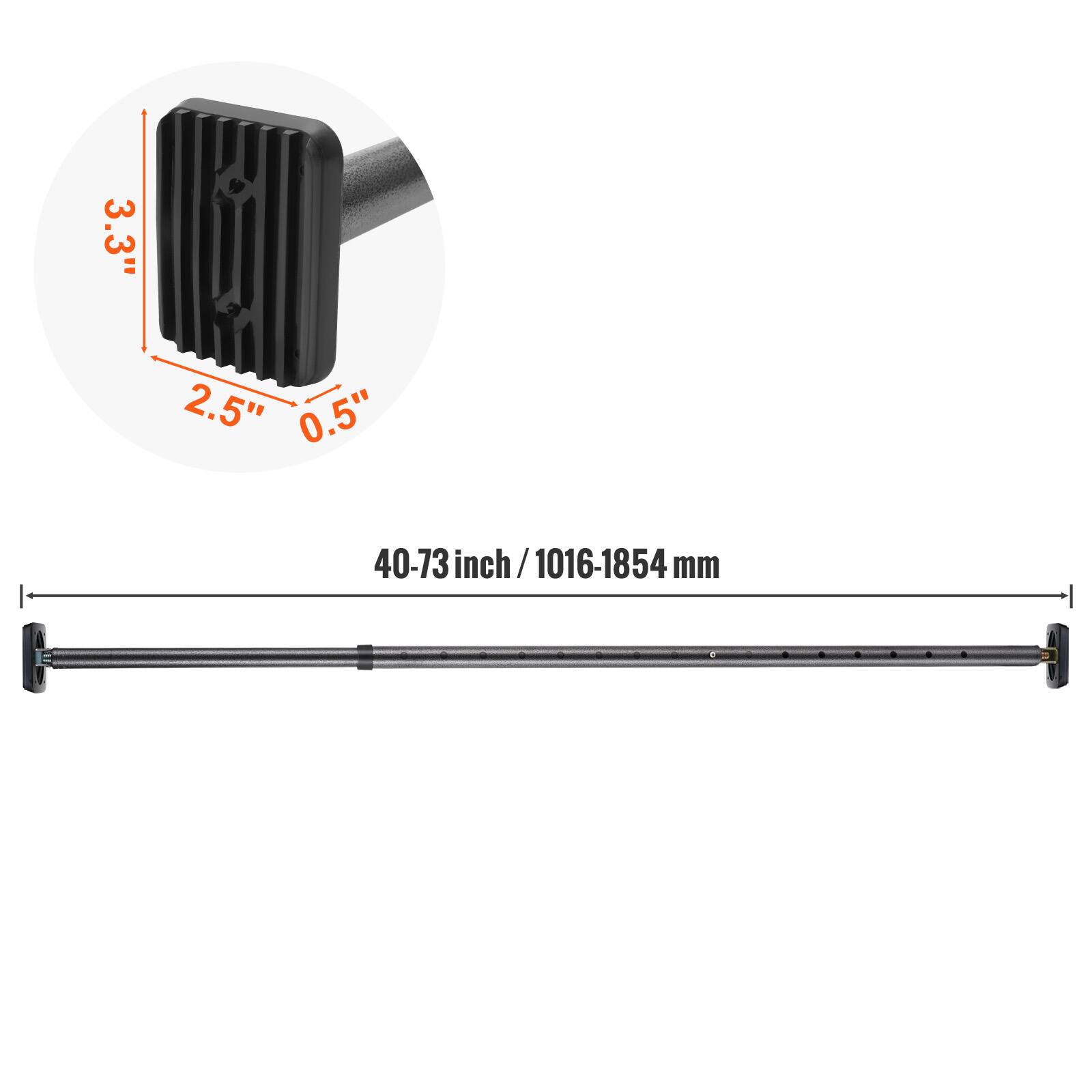 3.3" x 2.5" x 0.5"  
40-73 inch / 1016-1854 mm