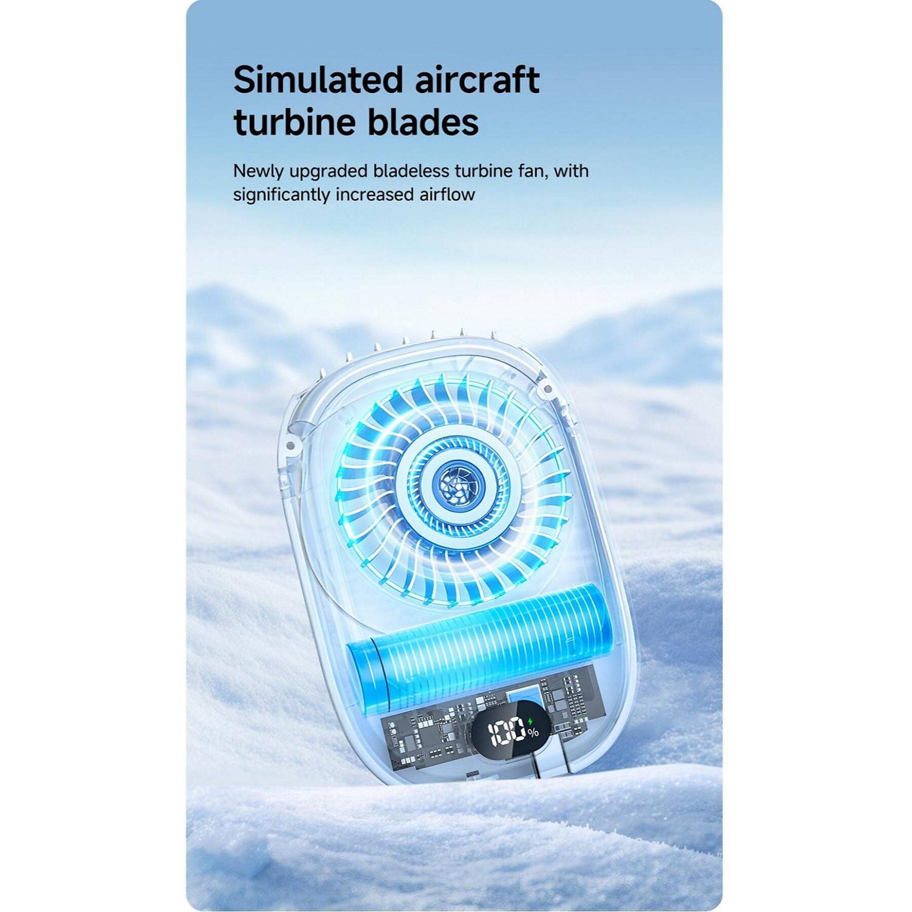 Simulated aircraft turbine blades

Newly upgraded bladeless turbine fan, with significantly increased airflow