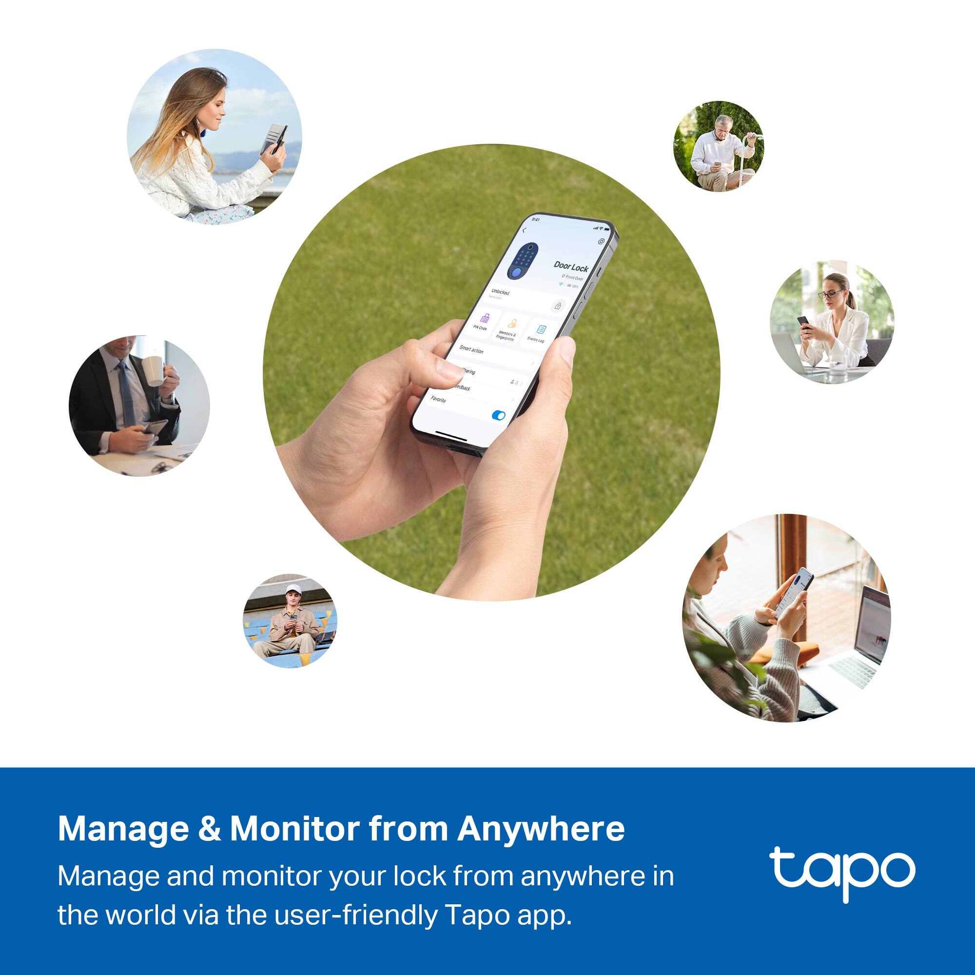- DuerLa Lock - a - - - | 5 - - - - a . Manage & Monitor from Anywhere Manage and monitor your lock from anywhere in the world via the user-friendly Tapo app.