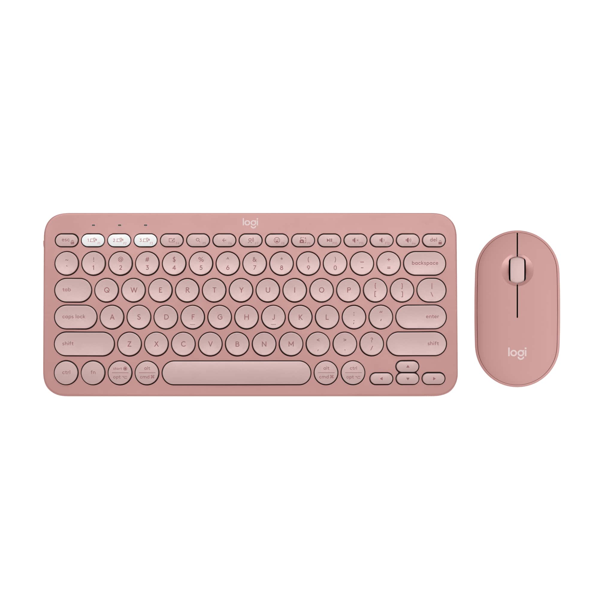 Logitech - Pebble 2 Combo Compact Wireless Scissor Keyboard and Mouse Bundle for Windows, macOS, iPadOS, Chrome - Rose - Front_Zoom