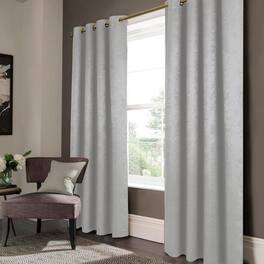 Olivia Gray - Lina Matte Embossed Blackout Grommet Single Panel - 52x90" - Silver