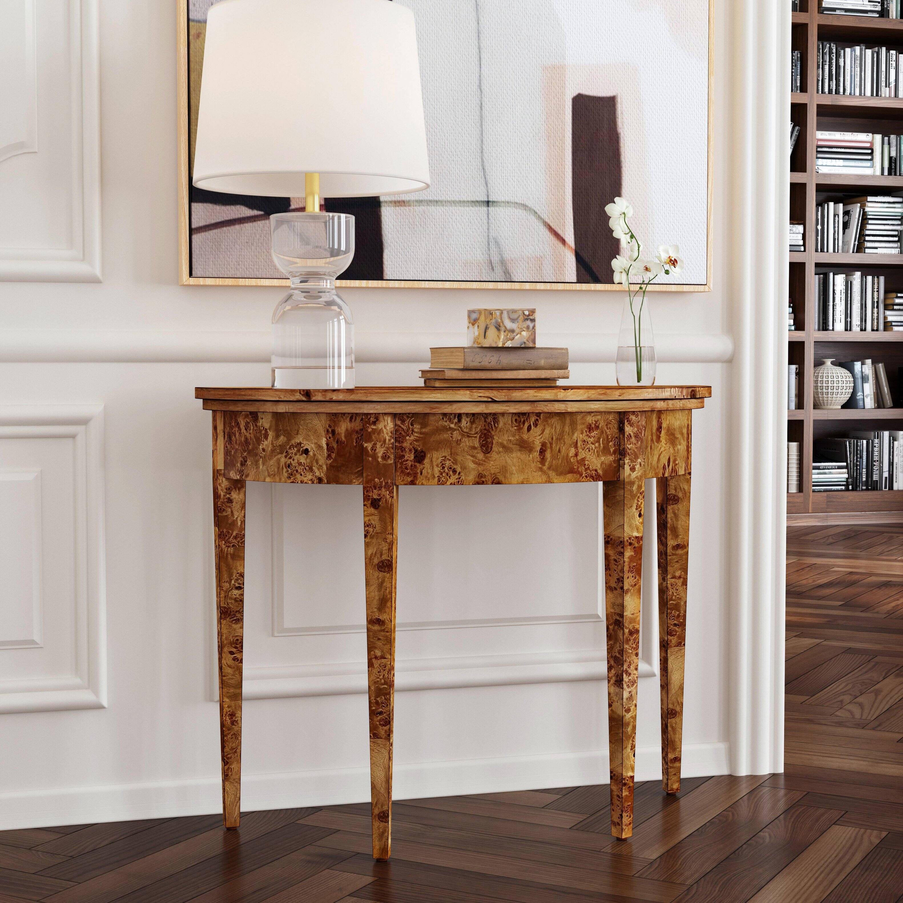 Alt View 5. Butler Specialty - Hampton 36 in. W Demilune Wood 1 Drawer Console Table - Medium Brown.