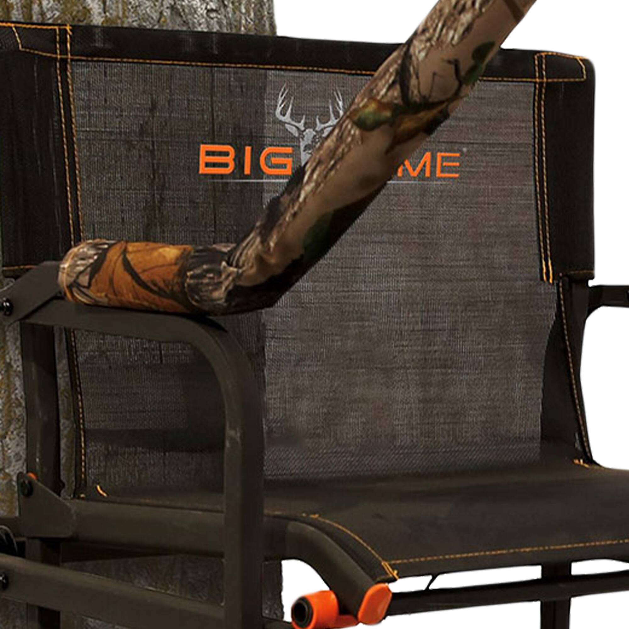 Alt View 5. Big Game Treestands - Big Game Striker XL 17.5' Ladder Treestand with Flip-Back Seat and Rail, Black - Black.