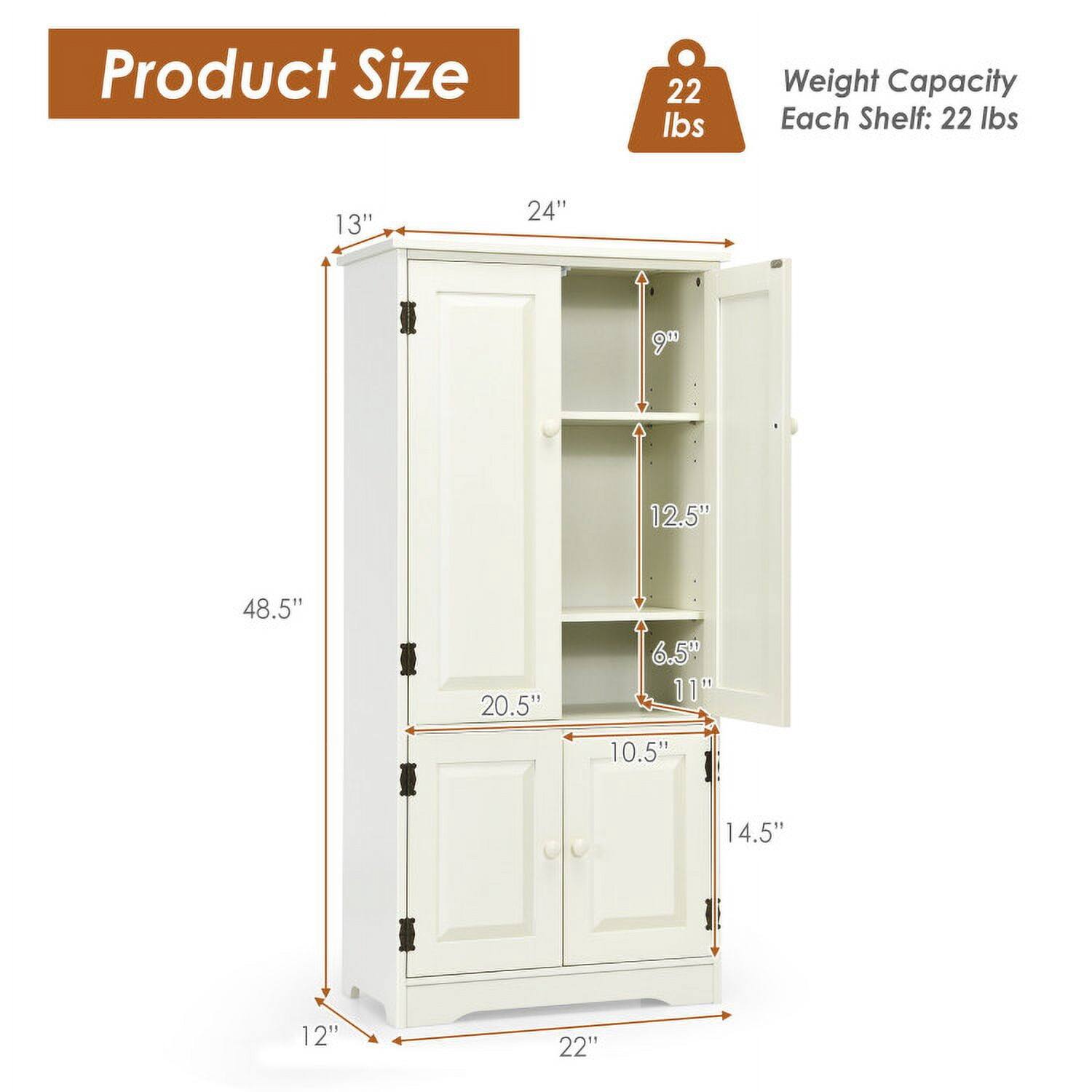 Product Size  
Weight Capacity Each Shelf: 22 lbs  

13"  
24"  
9"  
12.5"  
48.5"  
20.5"  
6.5"  
11"  
10.5"  
14.5"  
12"  
22"