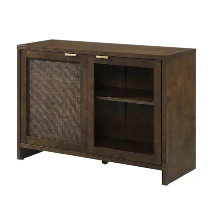 Front. Crosley Furniture - Kenji Record Player Cabinet With Vinyl Storage - Dark Brown.