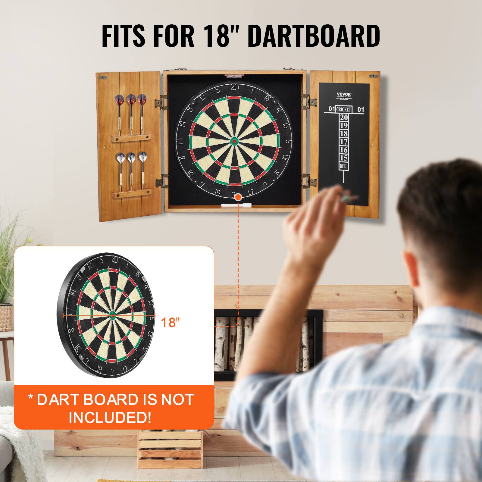 FITS FOR 18" DARTBOARD

* DART BOARD IS NOT INCLUDED!