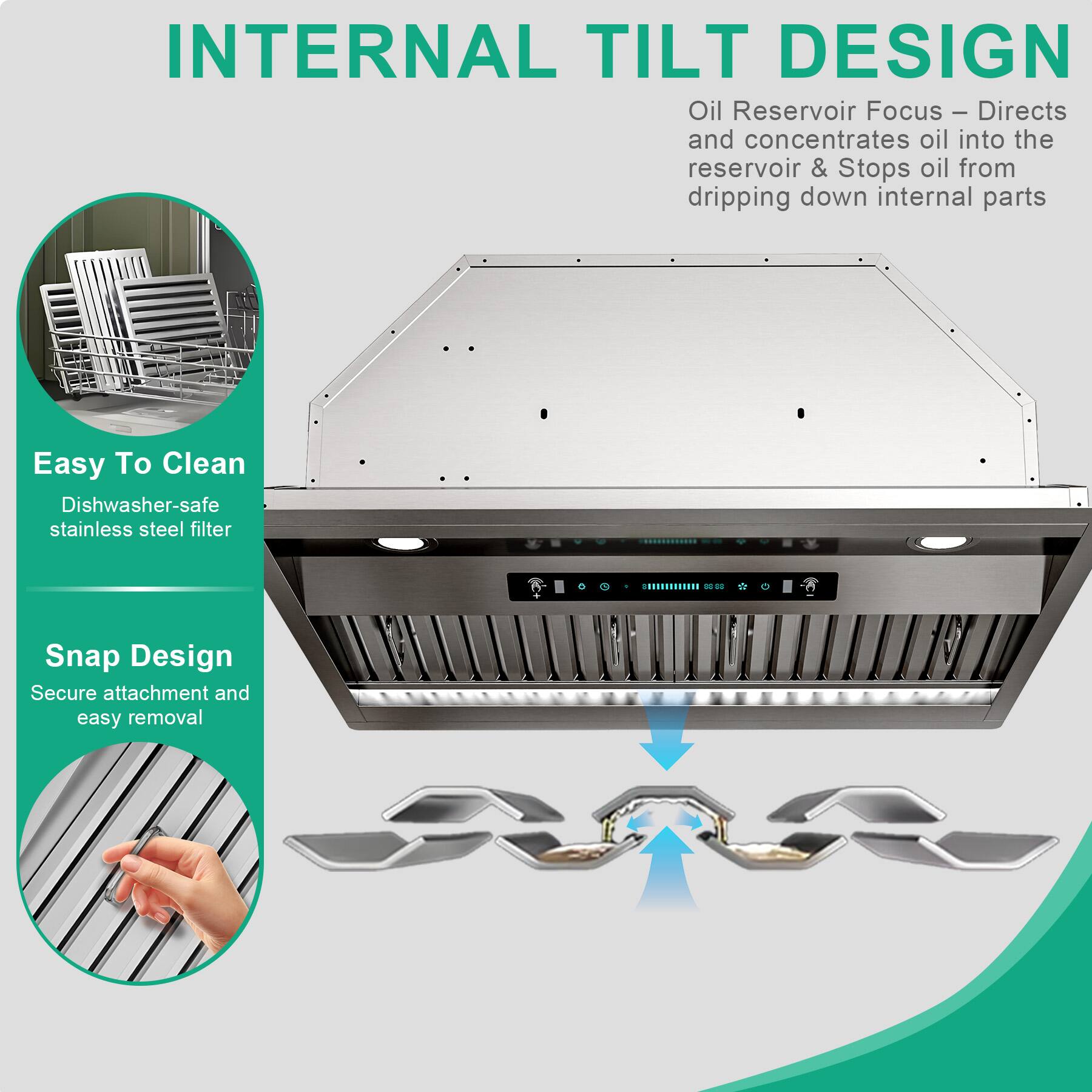 INTERNAL TILT DESIGN

Oil Reservoir Focus – Directs and concentrates oil into the reservoir & Stops oil from dripping down internal parts

Easy To Clean
Dishwasher-safe stainless steel filter

Snap Design
Secure attachment and easy removal