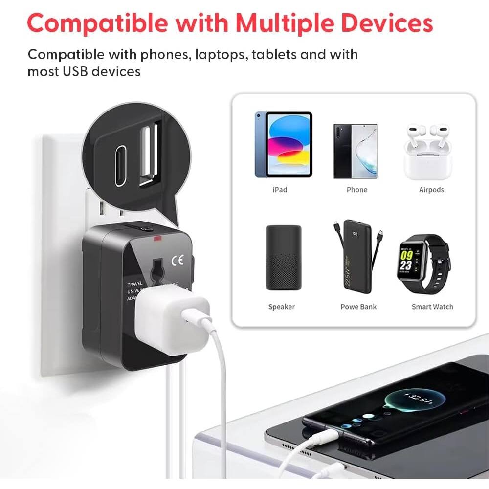 Compatible with Multiple Devices

Compatible with phones, laptops, tablets and with most USB devices

iPad  
Phone  
Airpods  
Speaker  
Powe Bank  
Smart Watch