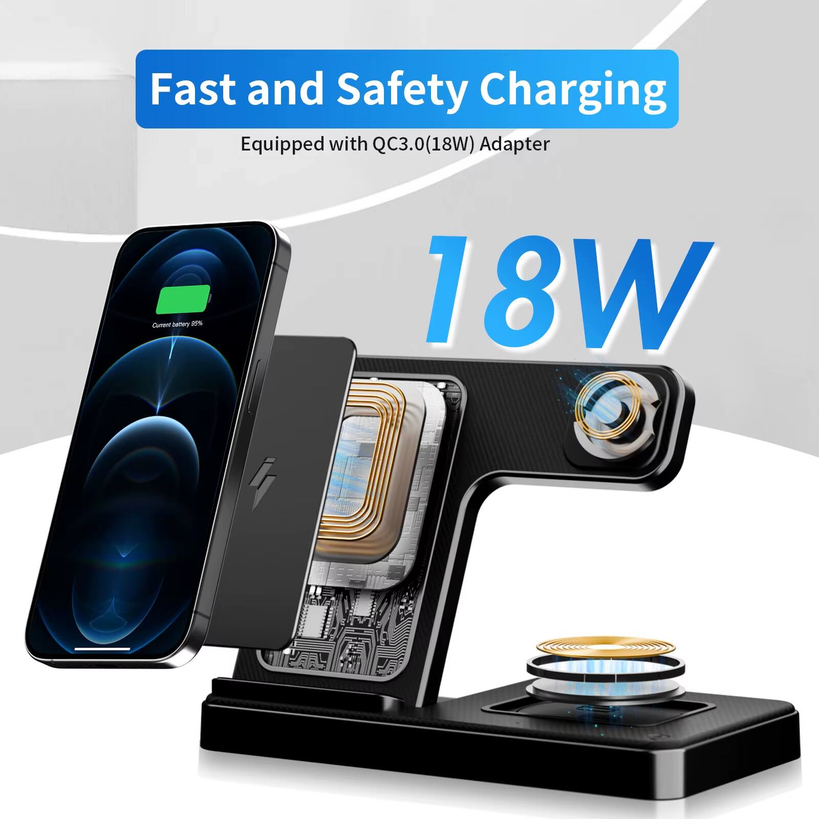 Fast and Safety Charging  
Equipped with QC3.0(18W) Adapter  
18W