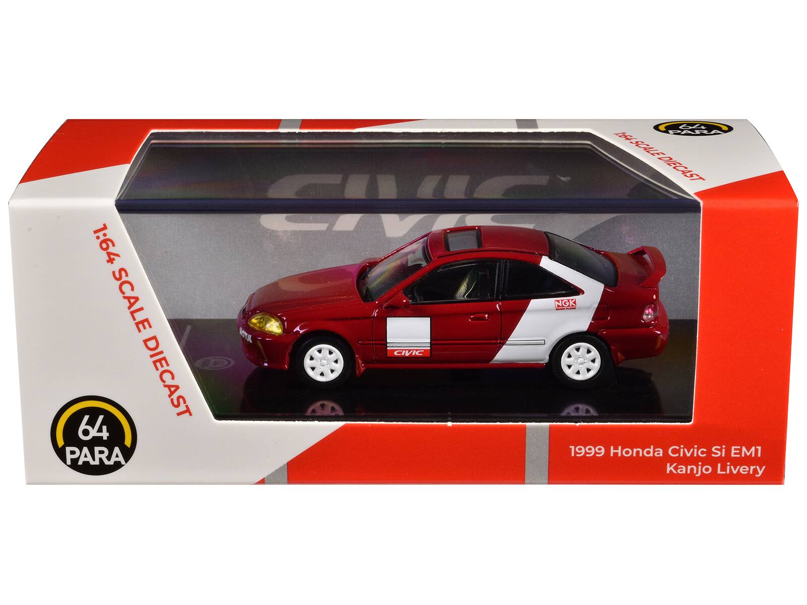 1:64 SCALE DIECAST  
64 PARA  
1999 Honda Civic Si EM1 Kanjo Livery