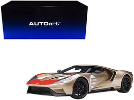 Ford GT Heritage Edition #5 "Holman Moody" Graphics 1/18 Model Car by Autoart - Gold Metallic With Red And White