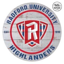 Jardine - Radford Highlanders 20'' x 20'' Indoor/Outdoor Weathered Circle Sign - White