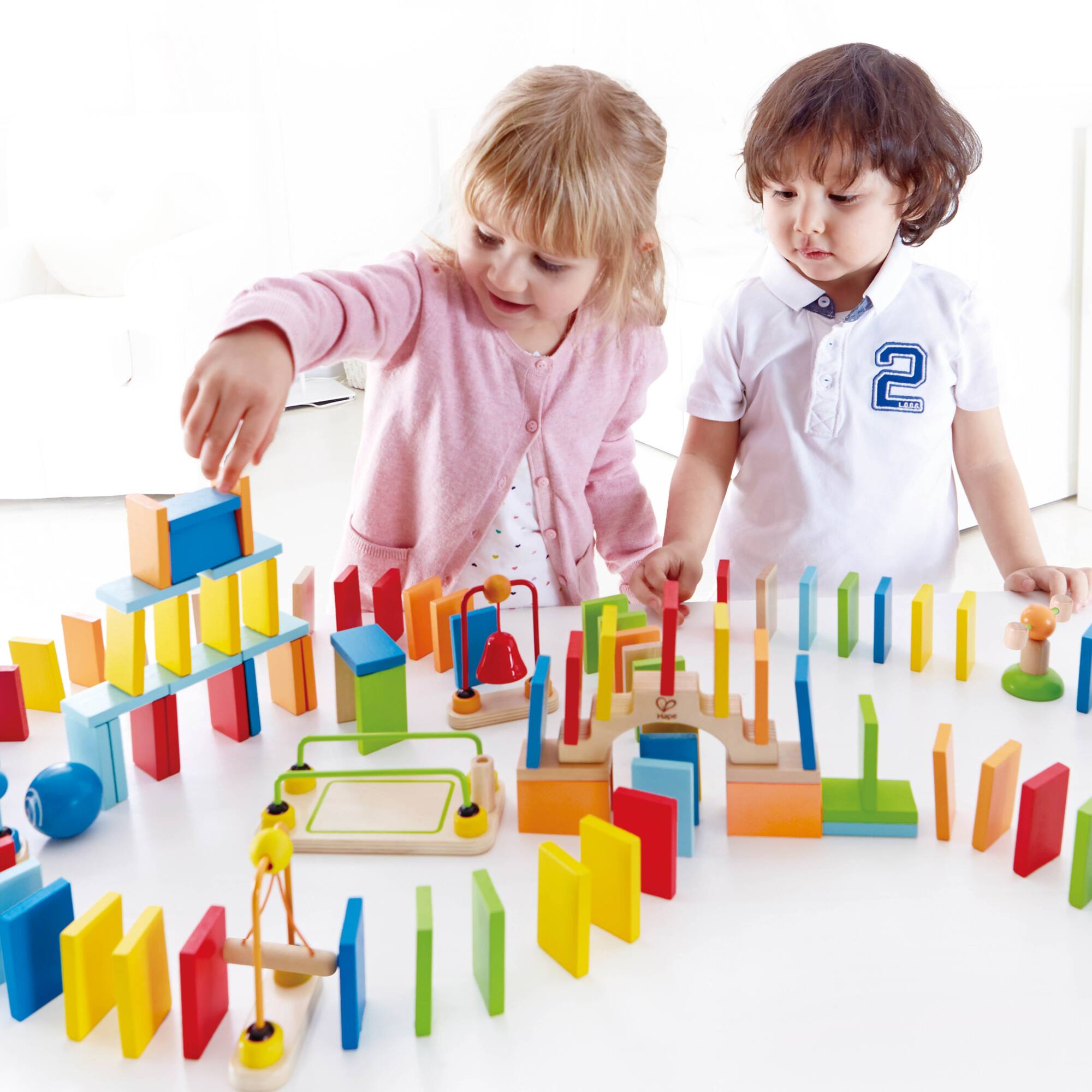 Best Buy: Hape Wooden Toddler Domino Ball Set, 107 Colorful Pieces ...