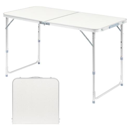 Front. Winado - 4 FT Folding Camping Table, Adjustable Height Aluminum Table, Portable Camping Table for Picnic, Beach, BBQ - Sliver.