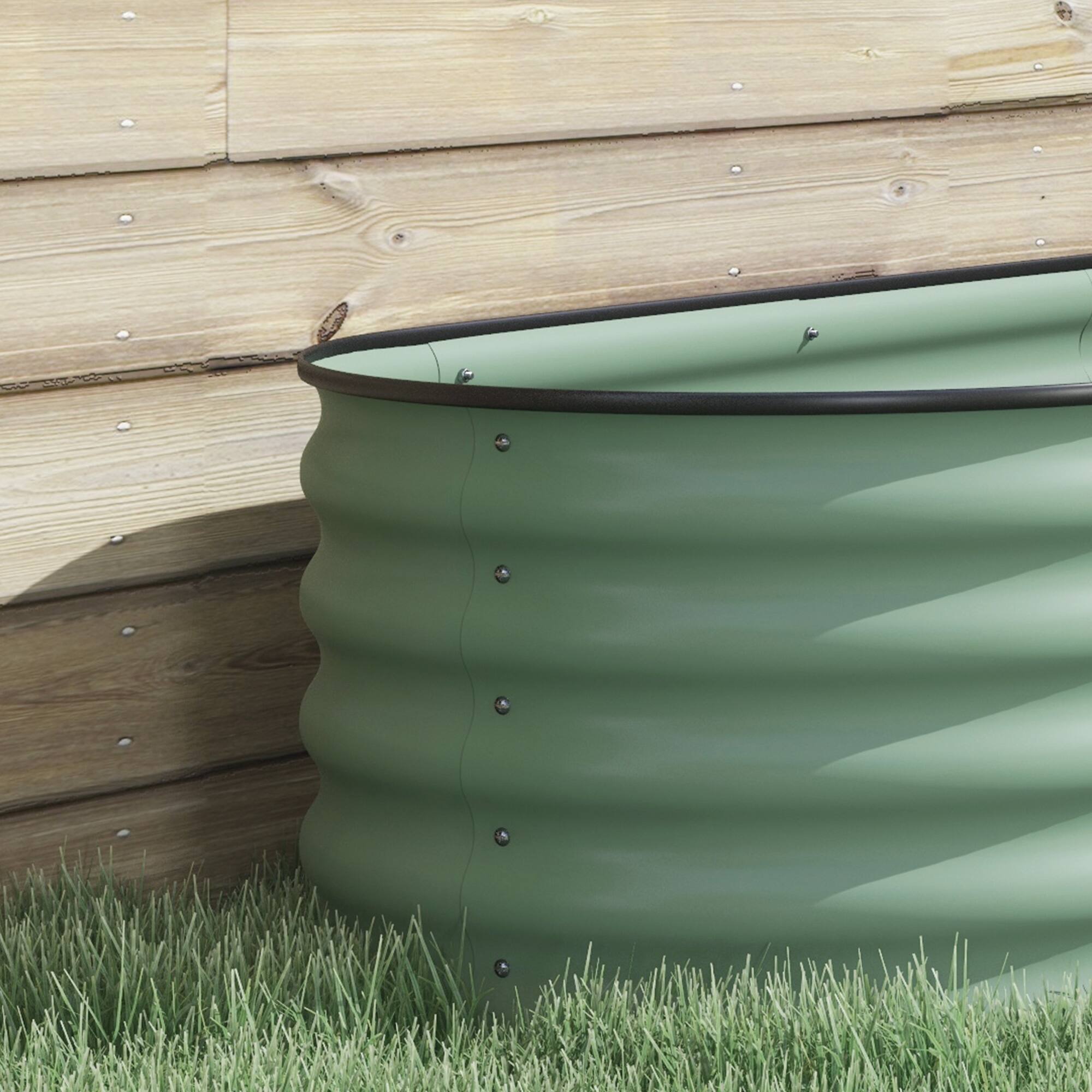 Alt View 7. Outsunny - 3.5' x 2' x 1.4' Galvanized Raised Garden Bed Kit, Outdoor Metal Elevated Planter Box with Safety Edging - Green.