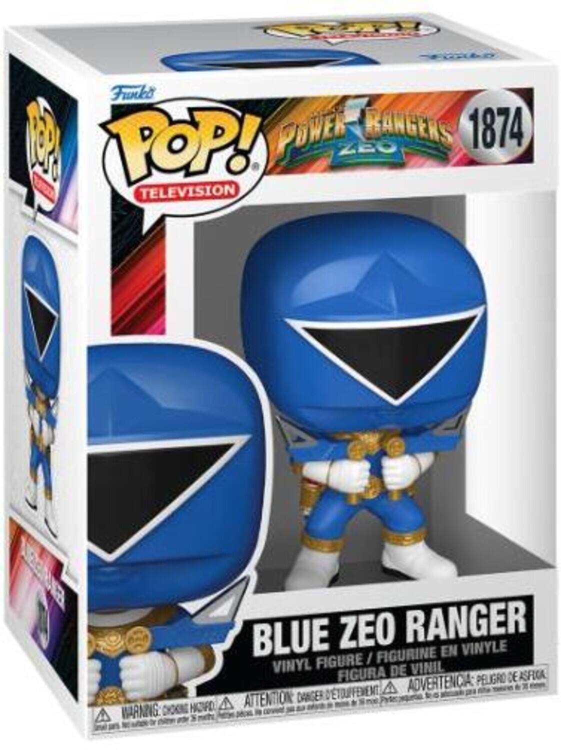 A F6D Funko POP! BANGERS 1874 TOP! ZEO TELEVISION WARNING CHOKING HAZARD: SMALL PARTS - NOT FOR CHILDREN UNDER 3 YEARS. BLUE ZEO RANGER FIGURINE EN VINYLE FIGURE / VINYL DE VINIL FIGURA DE VINIL