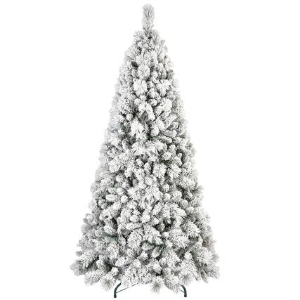 Front. BreeBe - 6FT Flocked Christmas Tree with 350 Warm White LED Lights 752 Tips - Green,White.