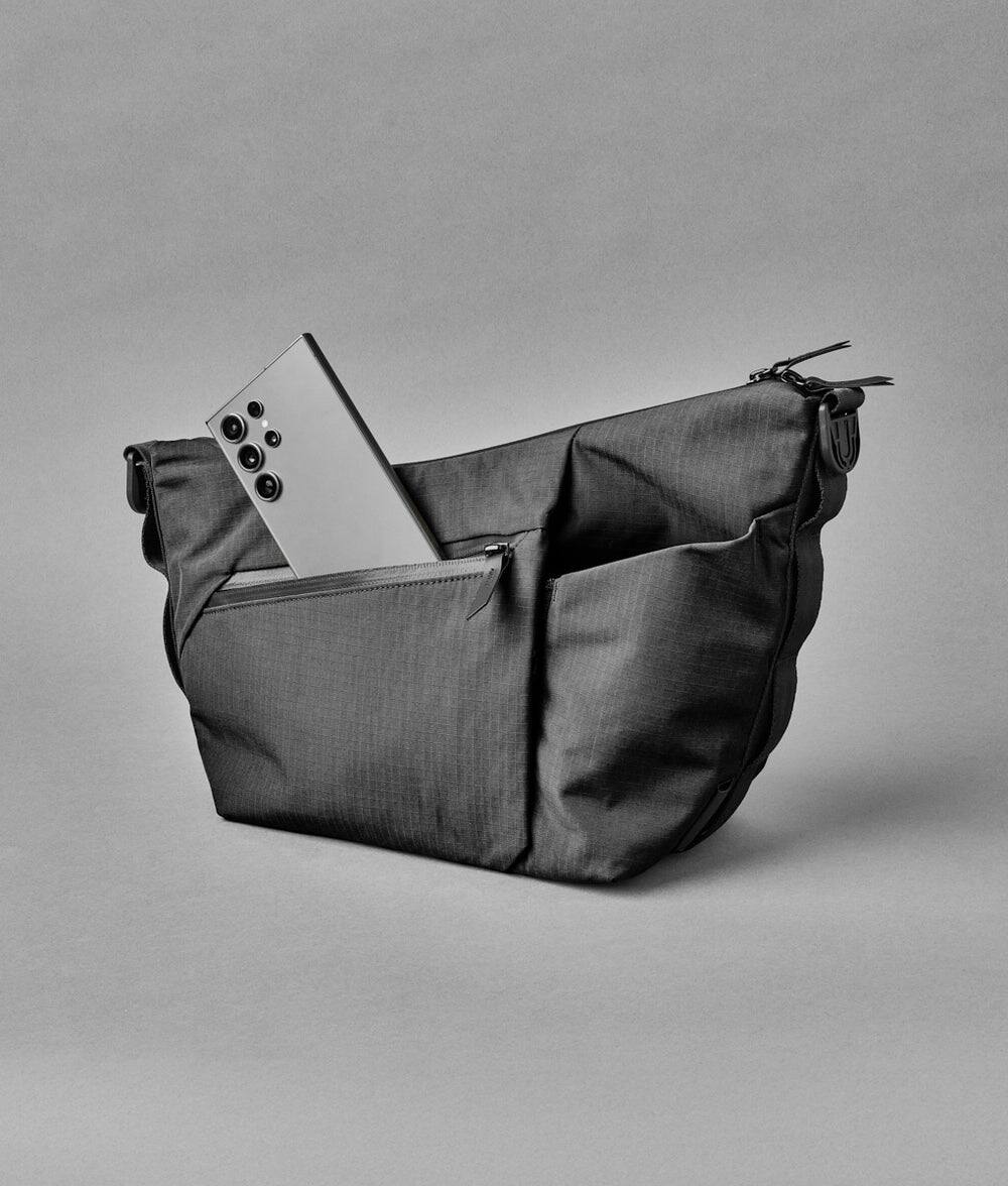 Alt View 1. ALPAKA - Flow Satchel 4L Crossbody Bag, Water Resistant Shoulder Bag, Expandable Bottle Pocket, YKK Zippers - Black Axoflux 210D.