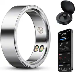 BOYACARE - Smart Ring Health Tracker with Sleep Heart Rate Stress Fitness Blood Oxygen Vibration Alerts / No Subscription - Silver - (2026)