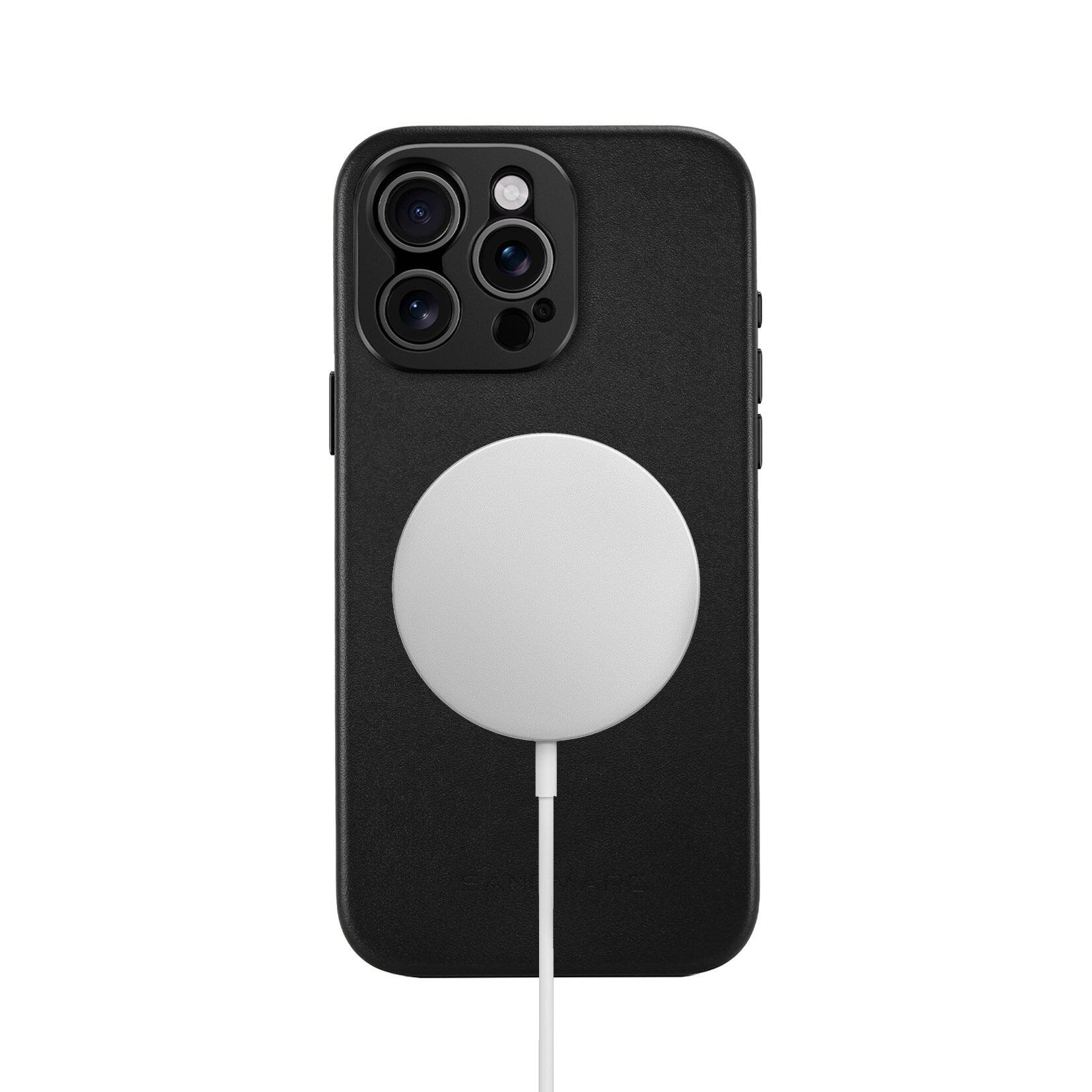 Alt View 1. SANDMARC - Minimal Leather Case - iPhone 16 Pro - Black - black.