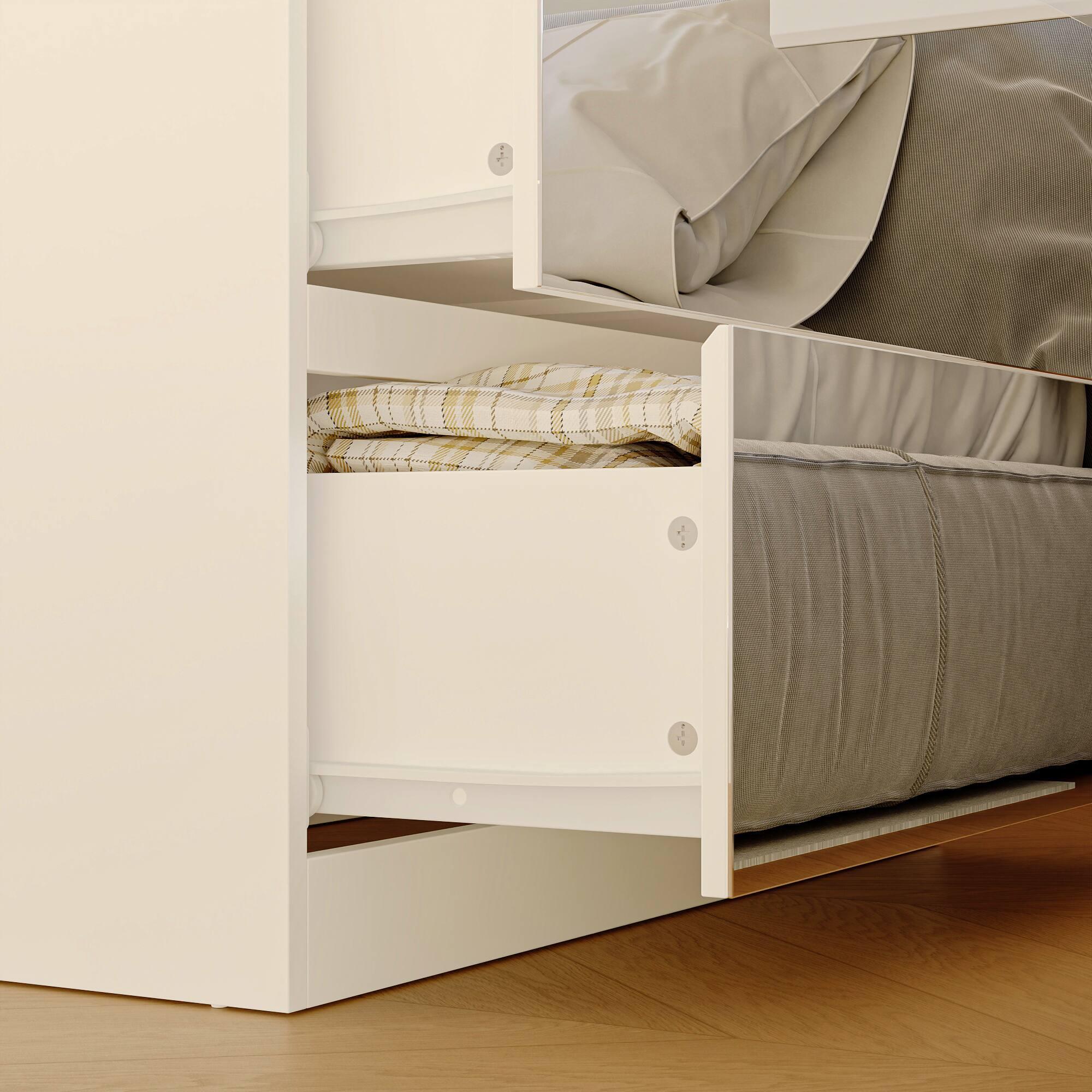 Alt View 6. FUFU&GAGA - FUFU&GAGA Mirrored Wardrobe with Drawers & Anti - Tip Hardware - White.