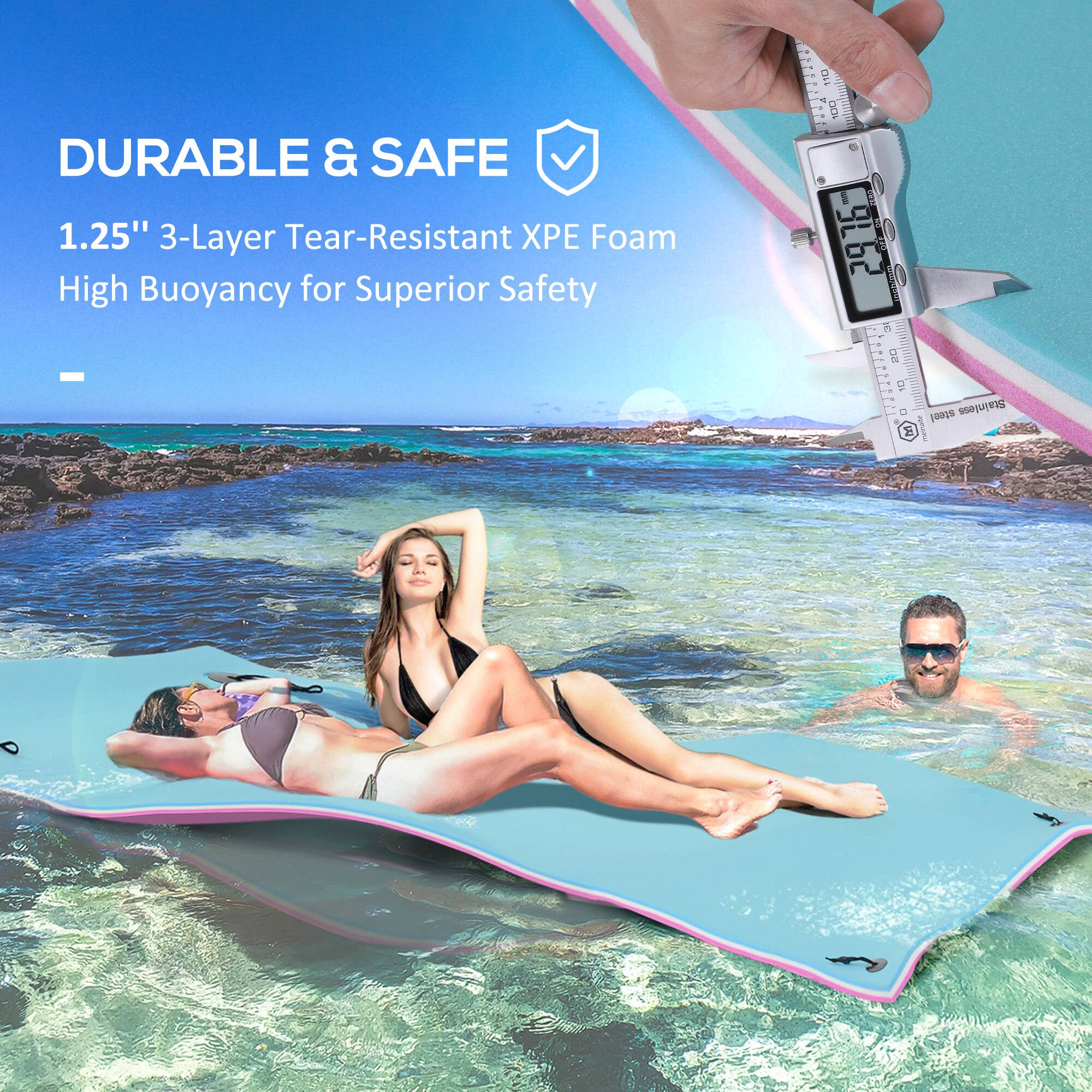 DURABLE & SAFE 1.25" 3-Layer Tear-Resistant XPE Foam High Buoyancy for Superior Safety