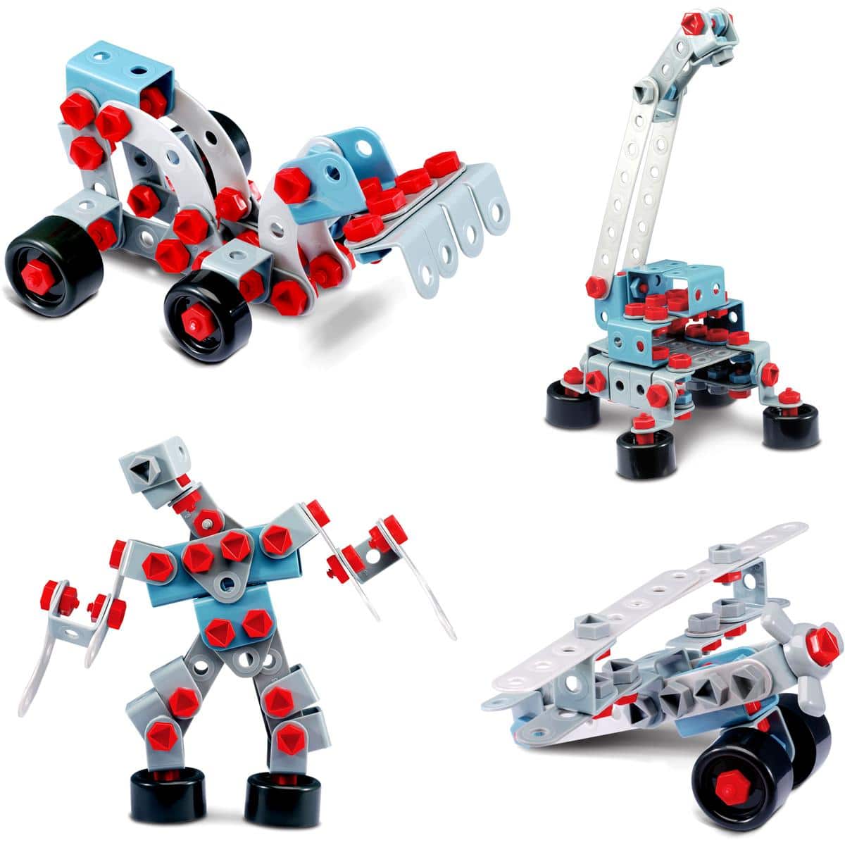 JuzToys - STEM Building Blocks Educational Toys – Take Apart Construction Toy Set with Electric Drill for Kids – - Red