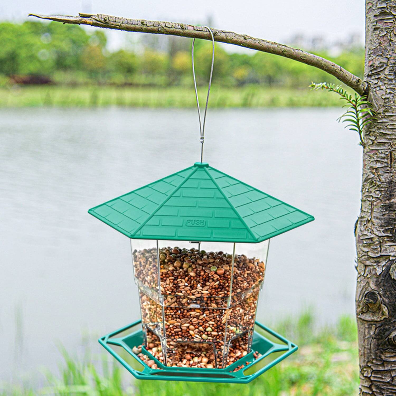 Left. Ocalpur - Ocalpur Bird Feeder for Outdoor Hanging, Heavy Duty Bird Feeders for Outside, Garden Yard Decoration for House, Green - Green.