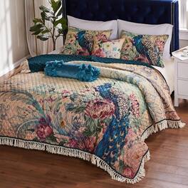 Barefoot Bungalow - Eden Peacock 3-Piece King Quilt Set - Ecru