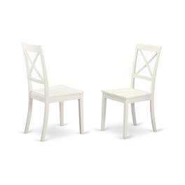 East West Furniture - AMBO3-LWH-W 3 Piece Dining Room Set - 1 Dining Table and 2 Dining Chairs - Finish - Linen White