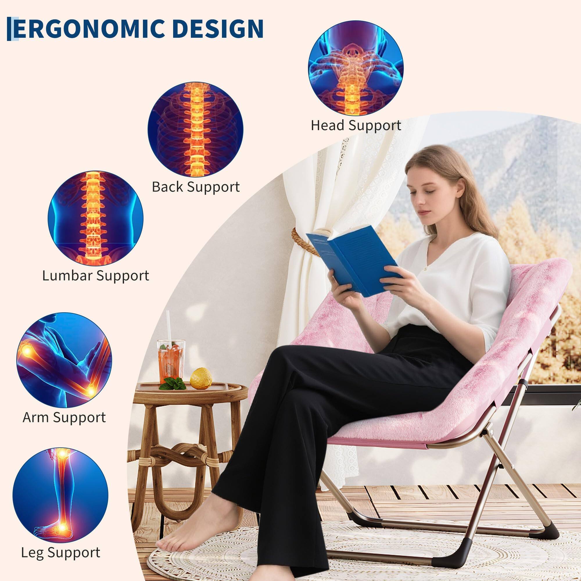ERGONOMIC DESIGN

- Head Support
- Back Support
- Lumbar Support
- Arm Support
- Leg Support