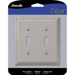 AMERELLE - Georgian Satin 2 gang Die-Cast Metal Toggle Wall Plate 1 pk - Nickel