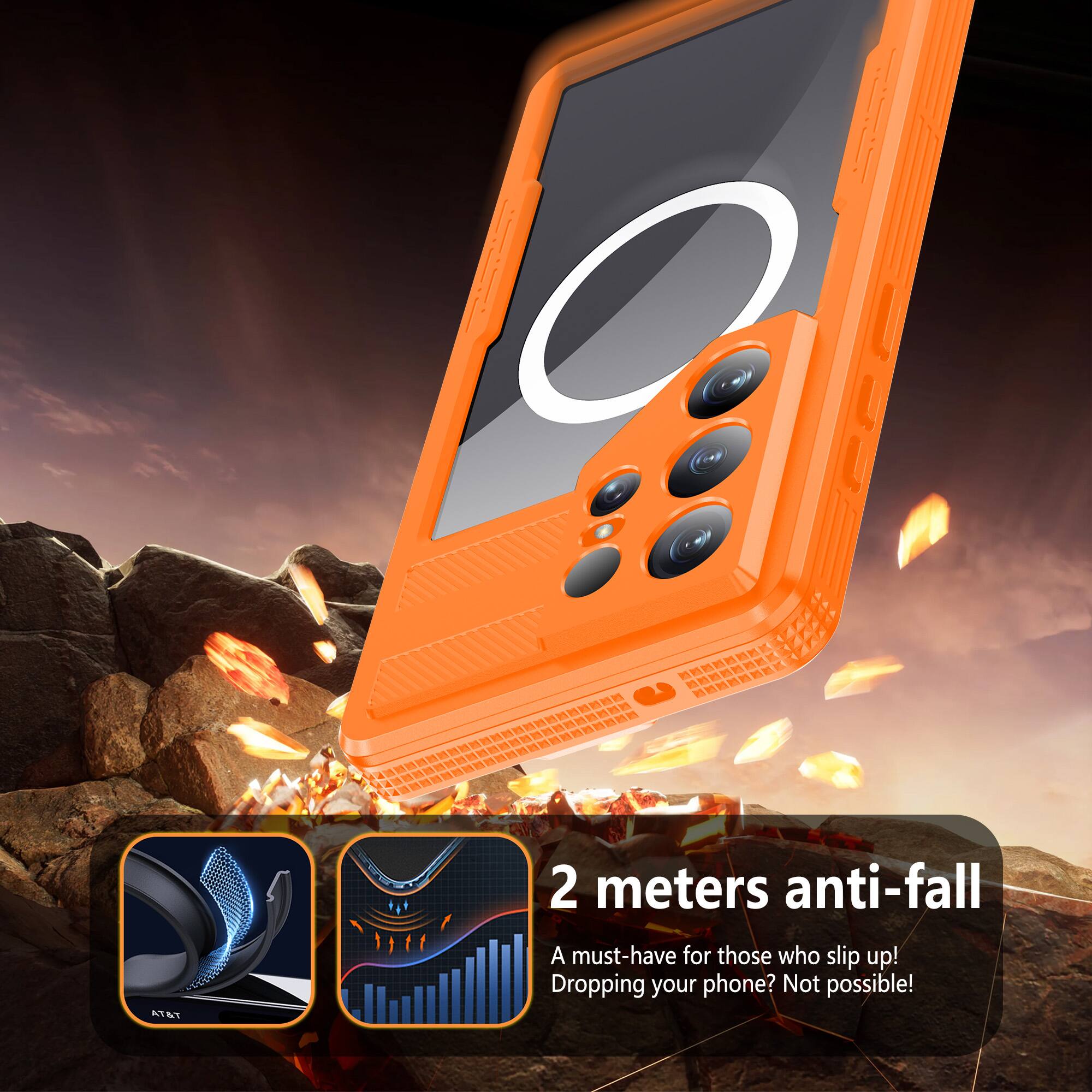 AT&T 2 meters anti-fall  
A must-have for those who slip up!  
Dropping your phone? Not possible!