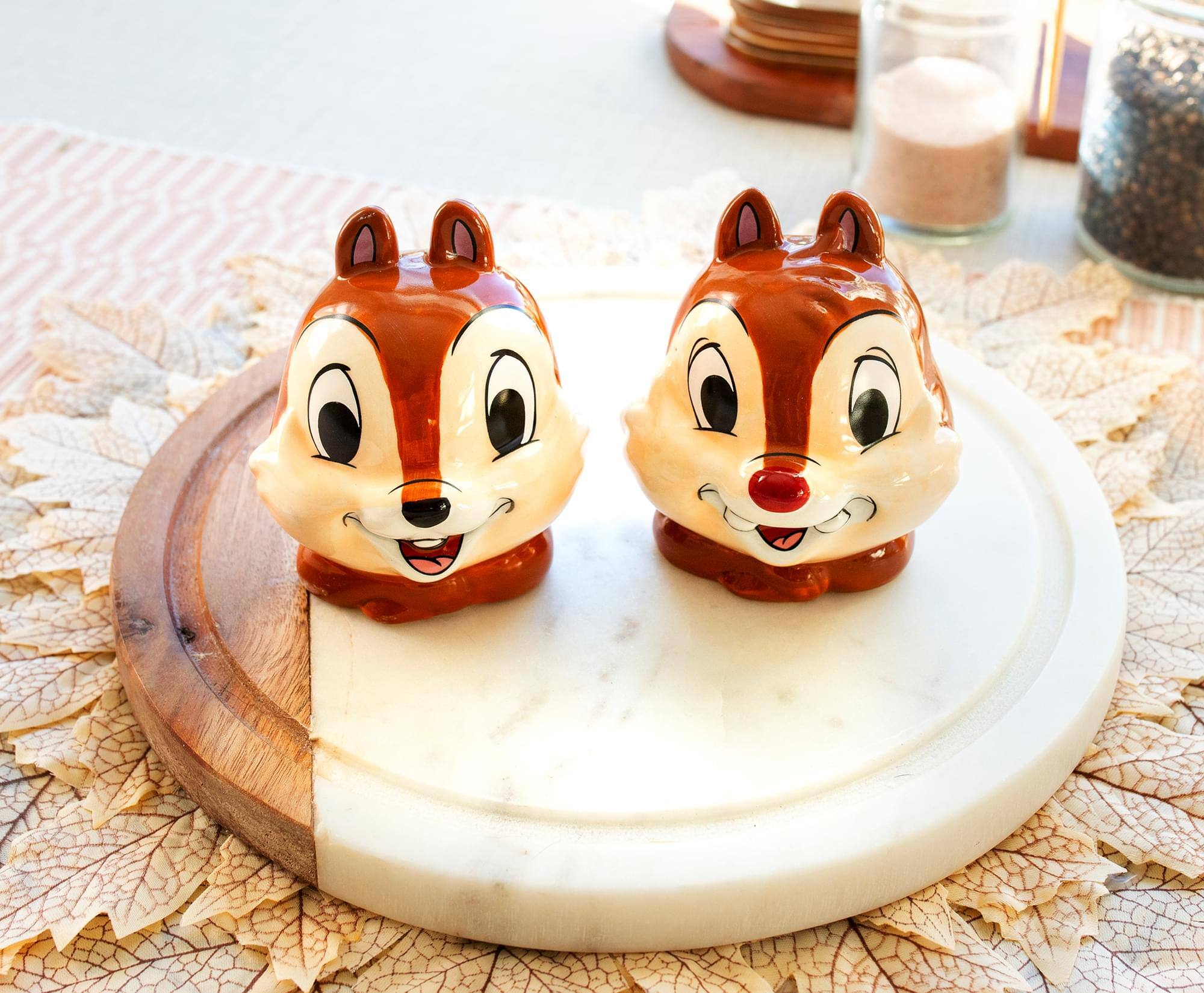 Alt View 2. Silver Buffalo - Disney Chip 'n' Dale Ceramic Salt and Pepper Shaker Set - Brown.