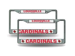 Rico Industries - University of Louisville Cardinals Design Chrome Metal License Plate Frame - Set of 2 Frames - Multi