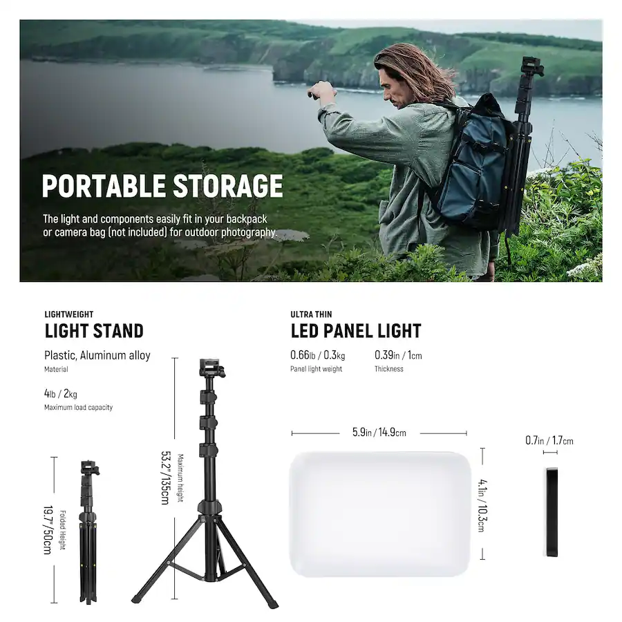 Neewer 2 Pack LED Video Light Kit Bi Color Dimmable Panels with Stands ...