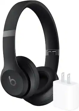 Beats - Solo 4 True Wireless On-Ear Headphones + Power Adapter - Black
