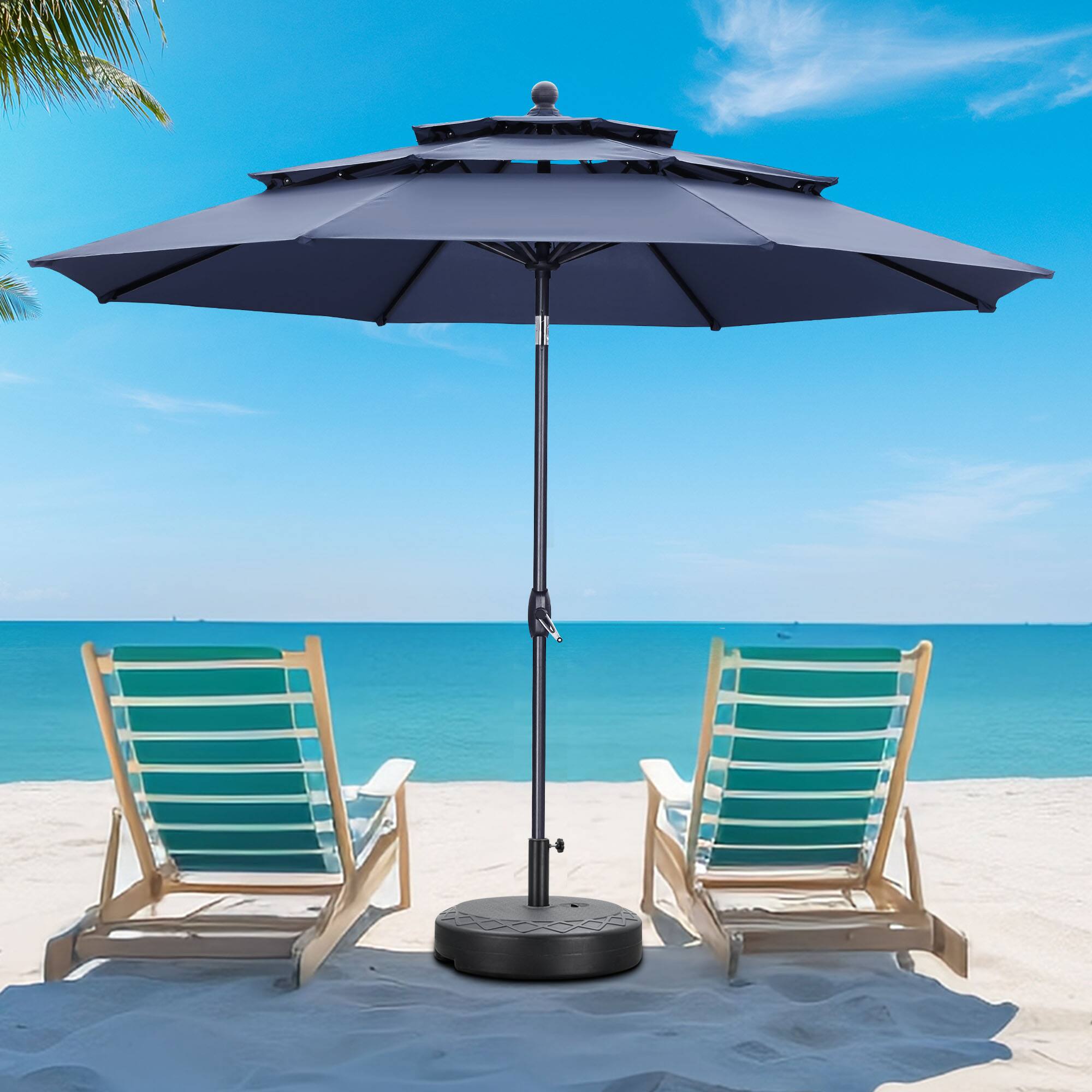 Angle. Ainfox - Ainfox 10 FT Patio Umbrella 3 Tiers Outdoor Market Umbrella with Crank and Tilt for Garden Lawn Backyard Pool - Navy Blue.