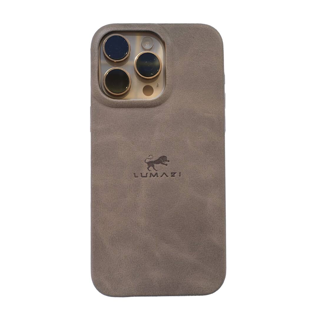 Alt View 2. LUMAZI - Handmade, Full Grain Leather, MagSafe iPhone 16 Pro Max Case - Taupe.