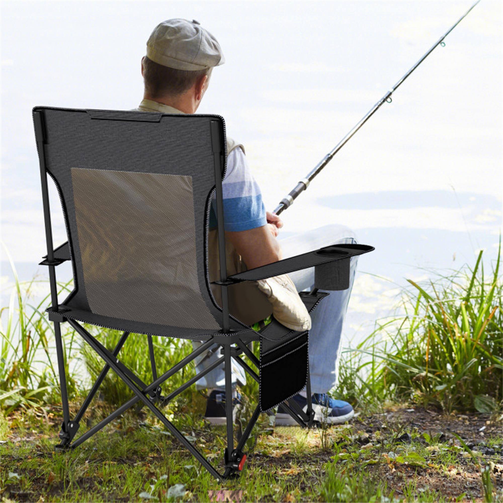 Alt View 6. Boyel Living - Gray Reclining Camping Chair with Removable Footrest and Adjustable Backrest - Gray.