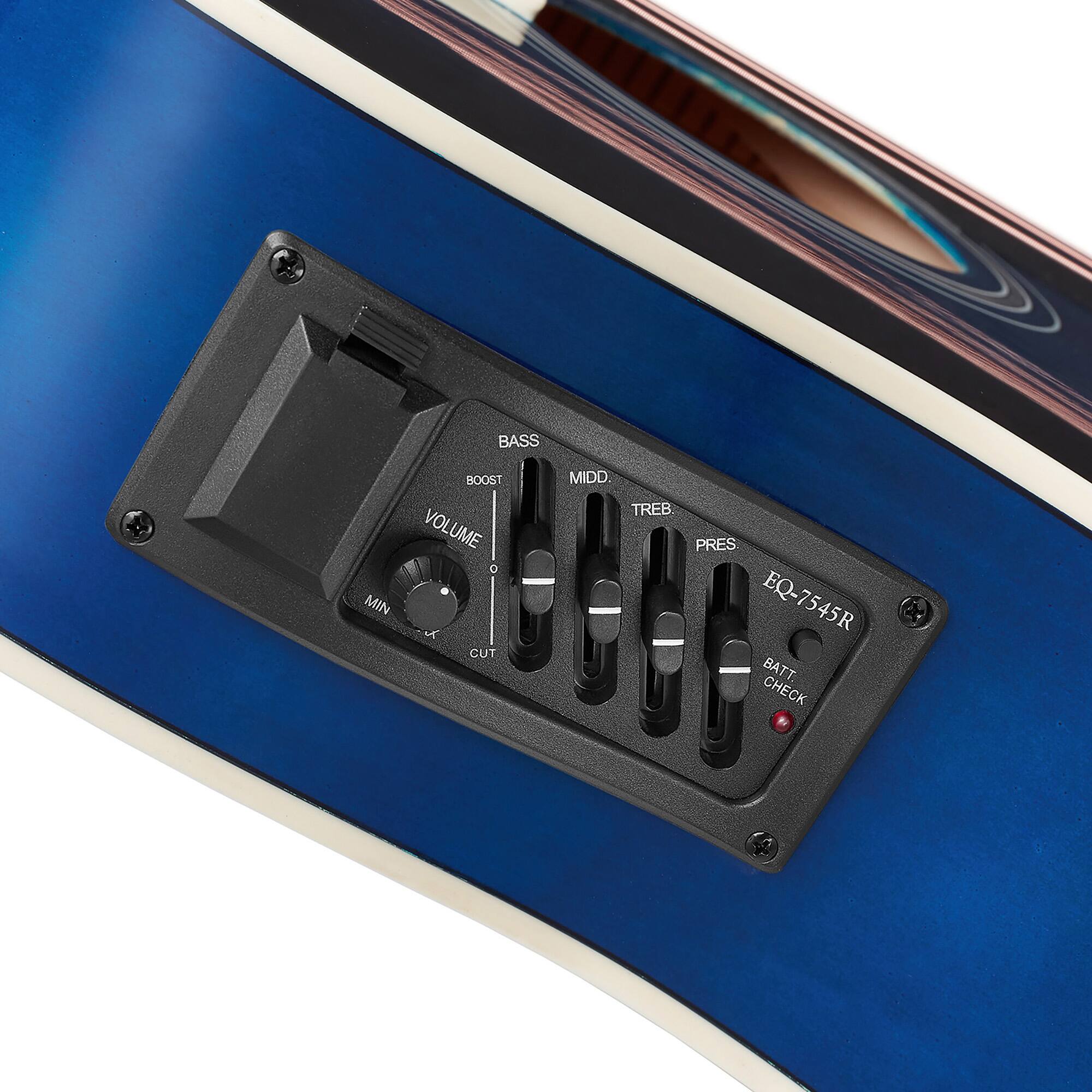 BASS MIN BOOST VOLUME VOL UME 0 CUT MIDD TREB. PRES EQ-7545R BATT CHECK