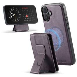 Dteck - Magnetic Detachable Wallet Case for Apple iPhone 17,RFID Card Holder Stand PU Leather Shockproof Phone Cover - Purple