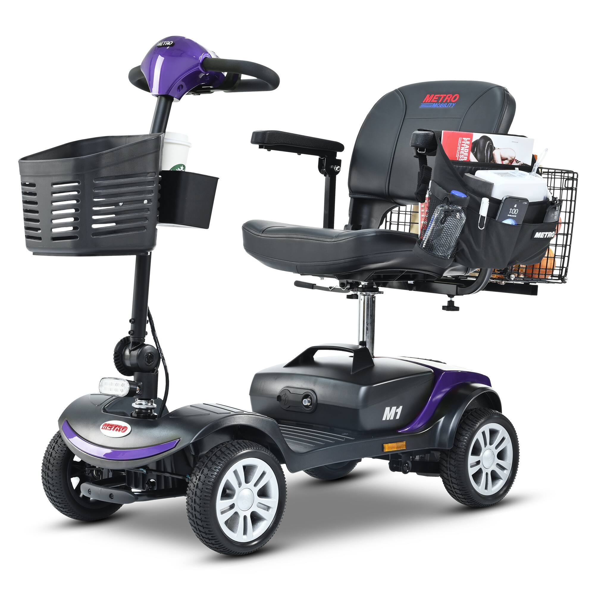 Loheer - 4 Wheel Mobility Scooter for Adults 300W Motor 300 lbs Capacity Compact Travel Scooter Dark - Purple price history on PriceWatchPro