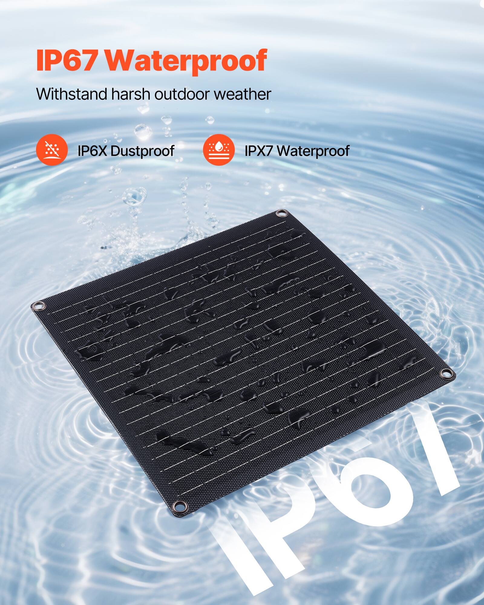 IP67 Waterproof  
Withstand harsh outdoor weather  
IP6X Dustproof  
IPX7 Waterproof