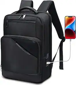 Wikistore - Backpack for 15.6 Inch Laptop Water Resistant Lightweight Business Travel School College Bookbag - Black