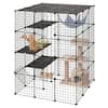 Front. VEVOR - Cat Cage 4-Tier 40.98"x40.98"x55" DIY Cat Playpen Indoor Enclosure, Detachable Metal Wire Kennel Crate with 4 Doors - Black.