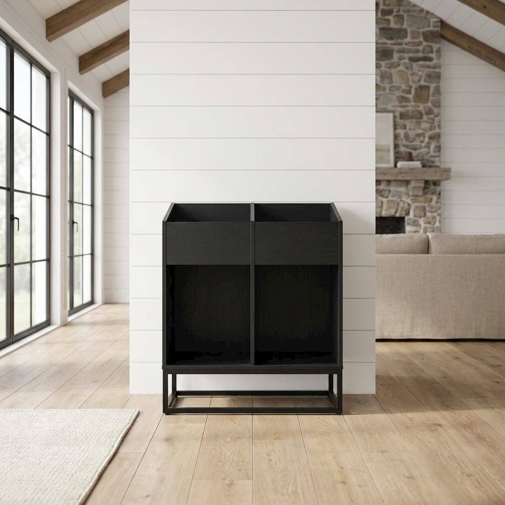 Alt View 5. FurniFact - Vinyl Record Storage Stand in Neutral Finish with Sturdy Construction - Black.